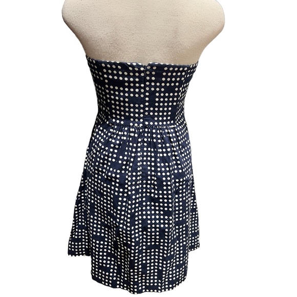 Gap Linen Blend Navy Dot Print Strapless Dress Size 4 NWT - Picture 8 of 9